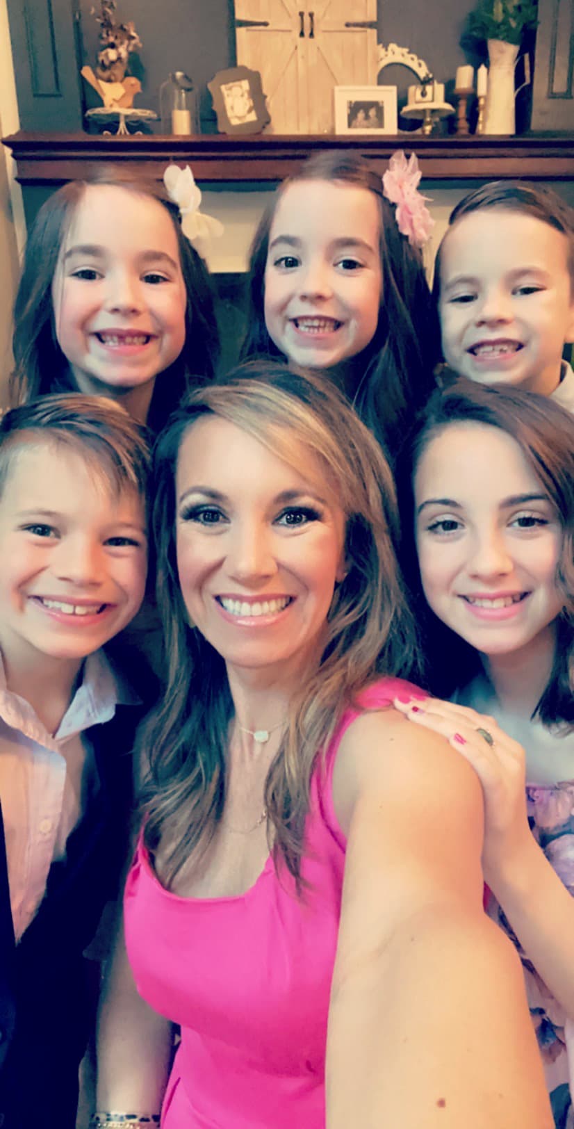 Meg Miller with her five children on Easter