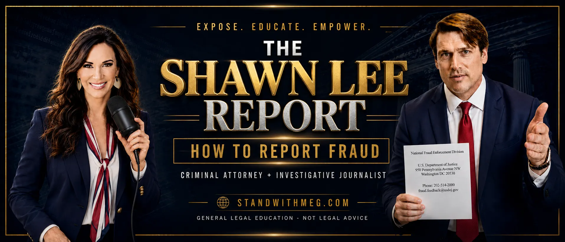 The Shawn Lee Report — How to Report Fraud. Criminal attorney Shawn Lee and investigative journalist Meg.